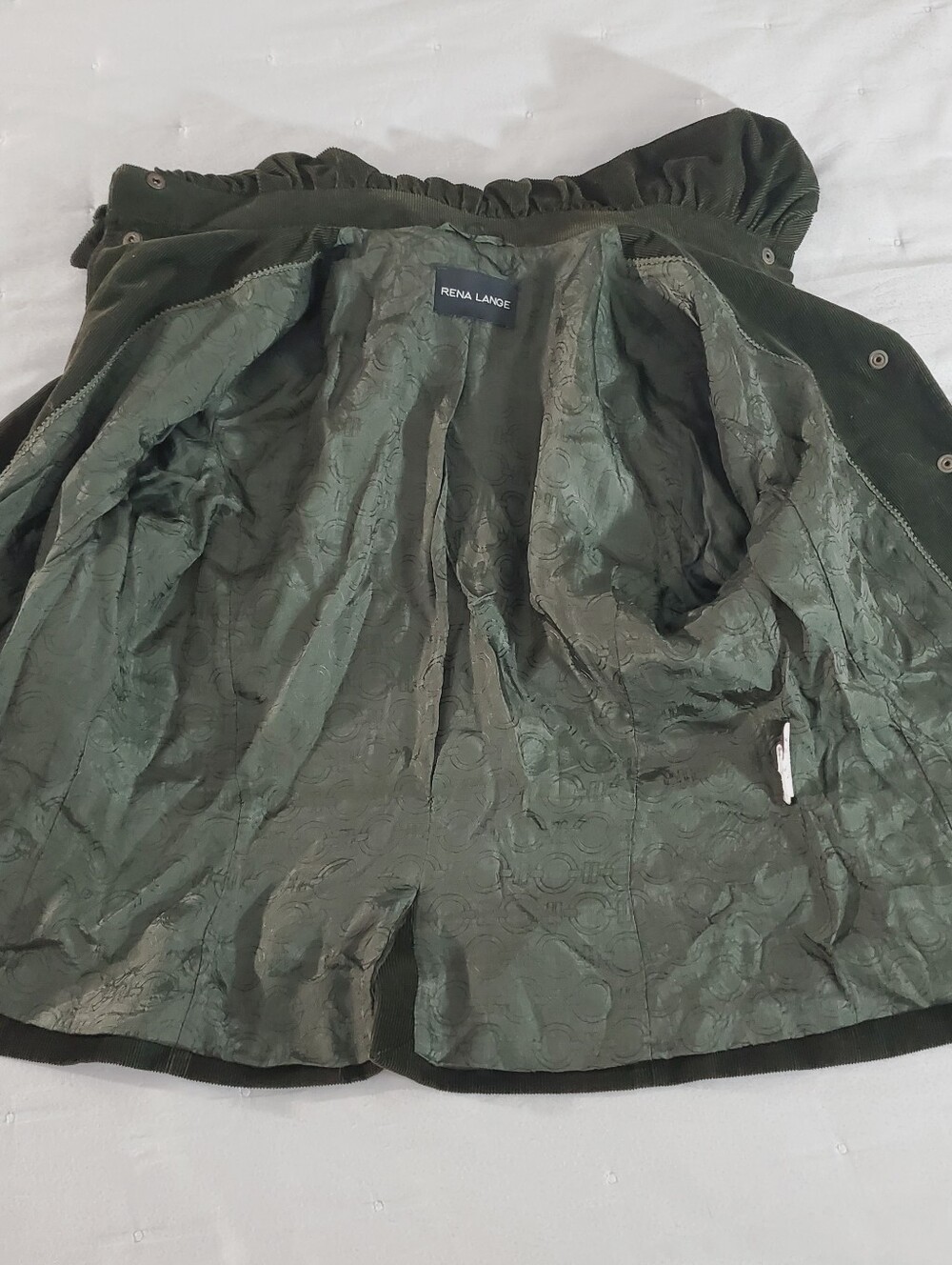 Rena Lange Women's Olive Green Corduroy Button Jacket - Picture 12 of 15